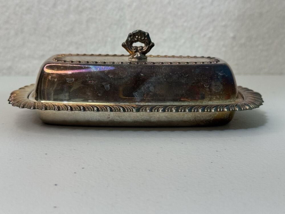 VTG Ornate Silver Plated Regency Butter Keeper Dish With Glass Liner Victorian